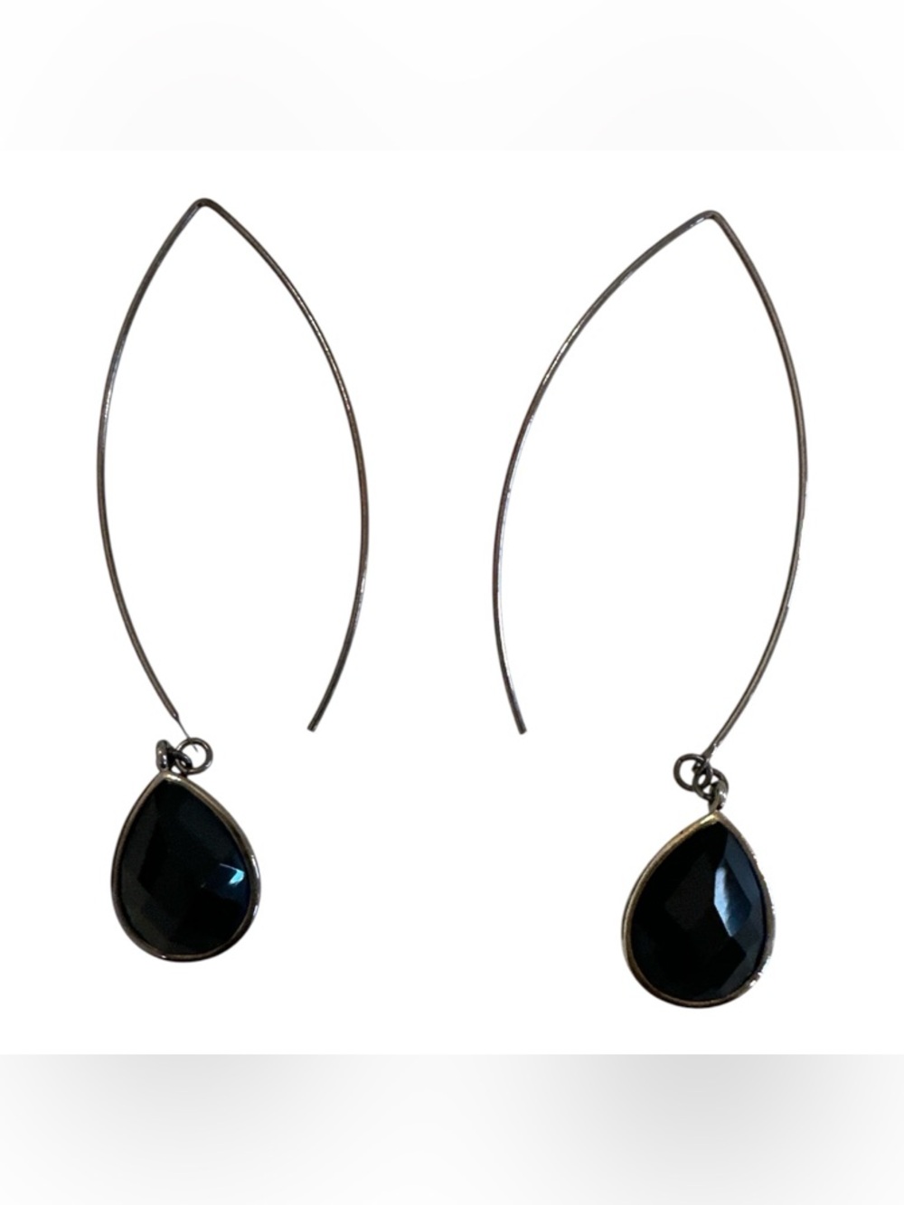 Kenneth Cole | Black Faceted Stone Dangle Earrings